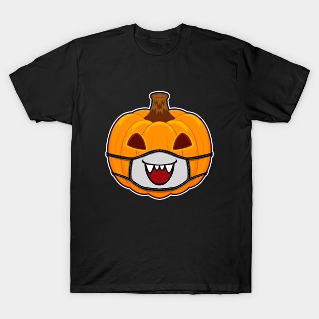 Happy Pumpkin Halloween with Smiling Mask T-Shirt by Prescillian Art